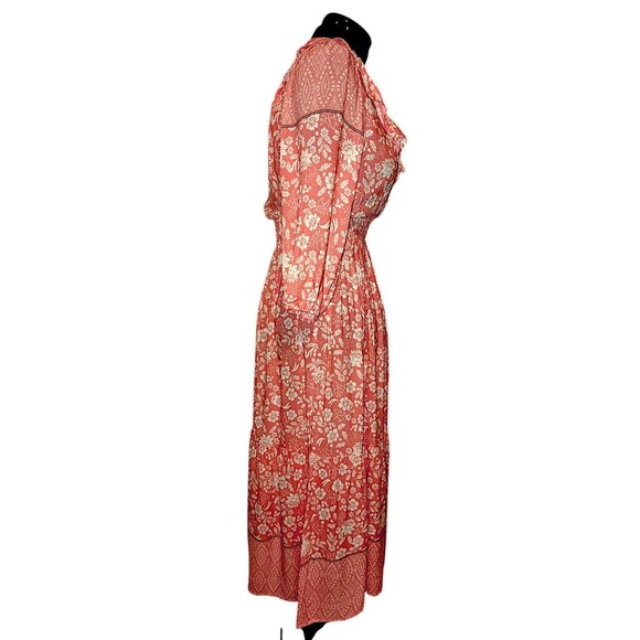 Umgee Pink Floral Prairie Border Print Tassel Tie 3/4 Sleeve Mini Dress … - Picture 6 of 7